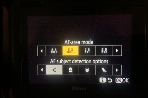 Auto Focus Mode Menu