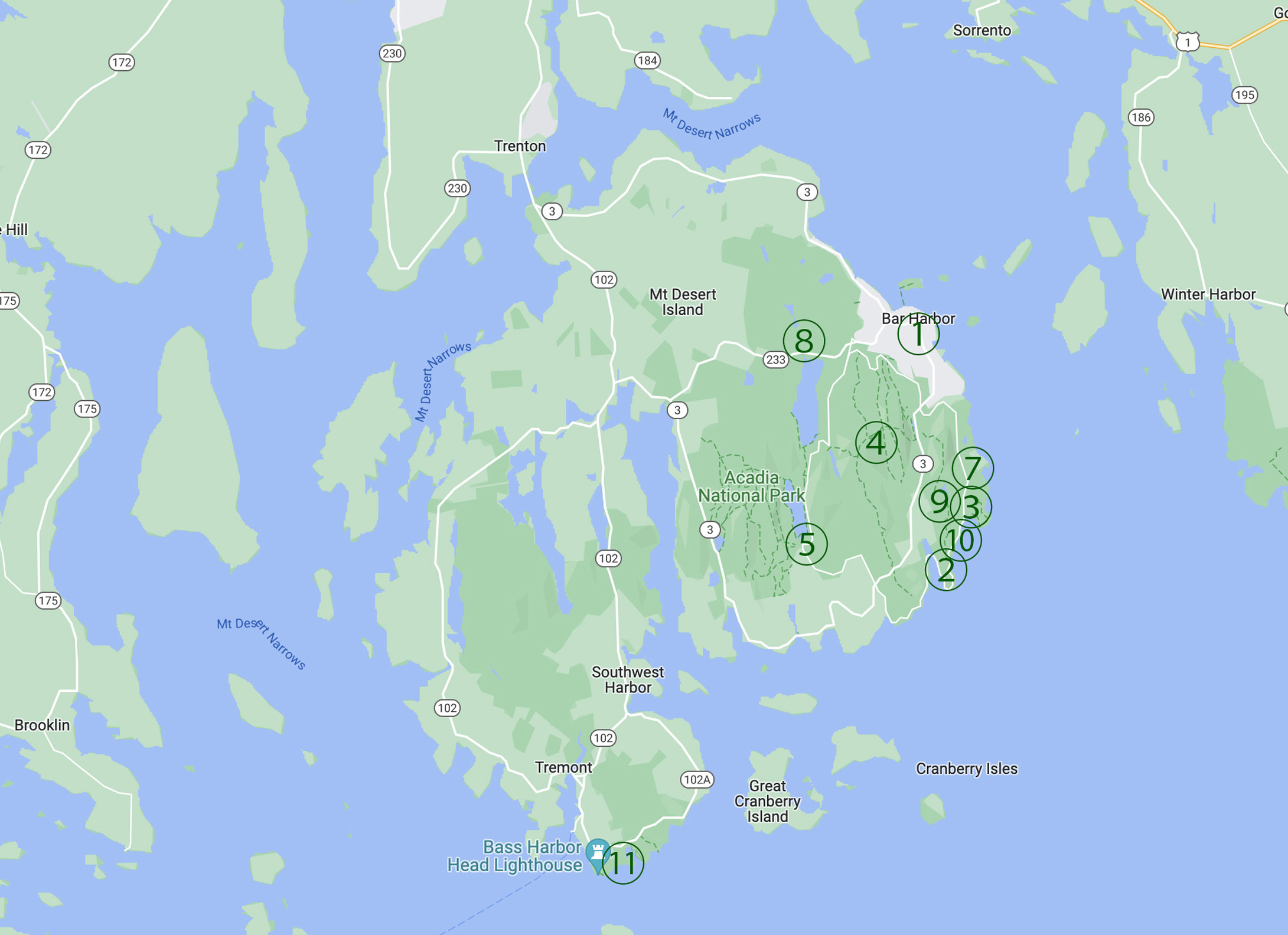 Acadia National Park map